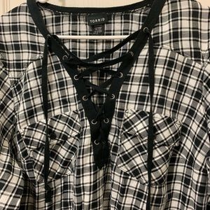 Torrid Plaid Lace Up Neck